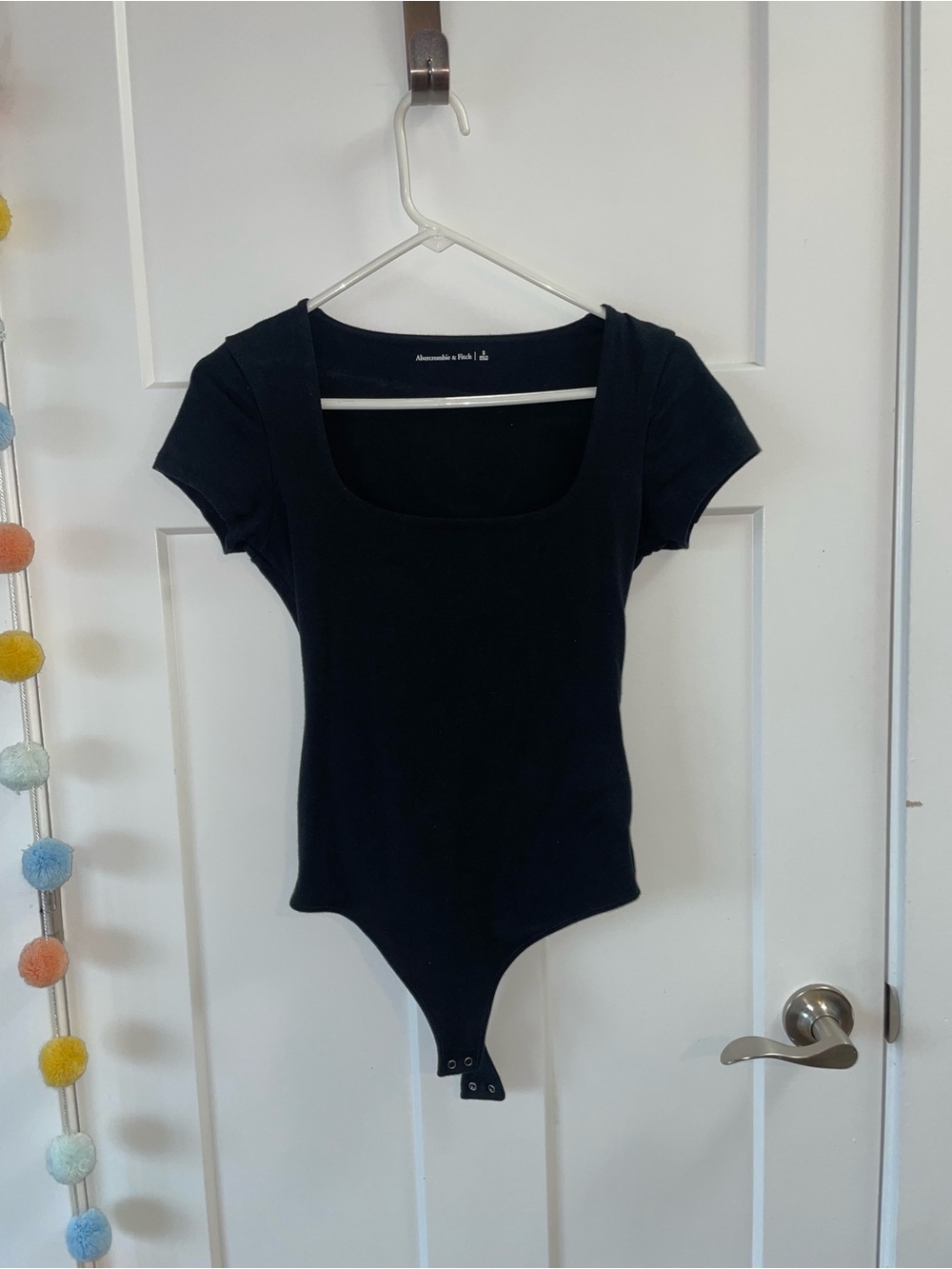 Abercrombie Black Scoop Neck Short Sleeve Bodysuit
